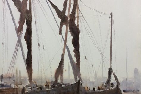 2018 Maritime Winner -Thomas Somerscales Trophy - Ted Dansey - Splitsail Barges, watercolour