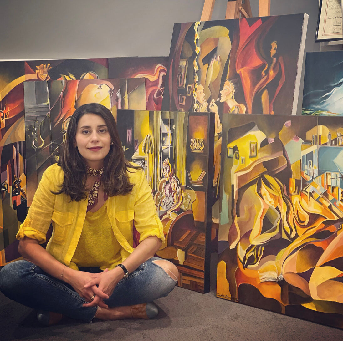 Samira Khadivizand with Paintings