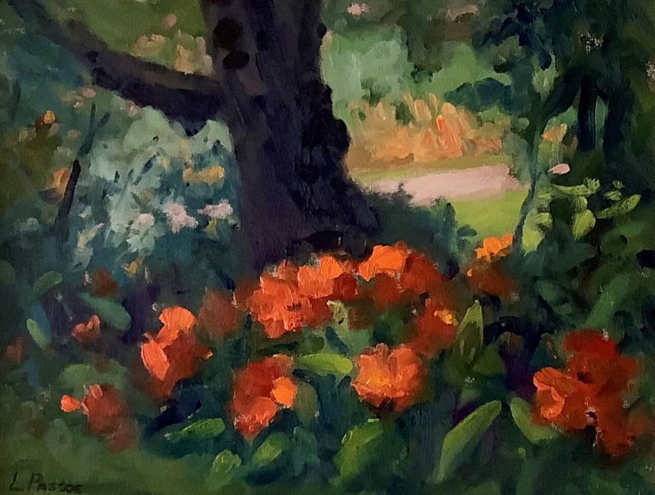 Clivia, Vic Parliament Gardens, Oil On Canvas Board w49xh41