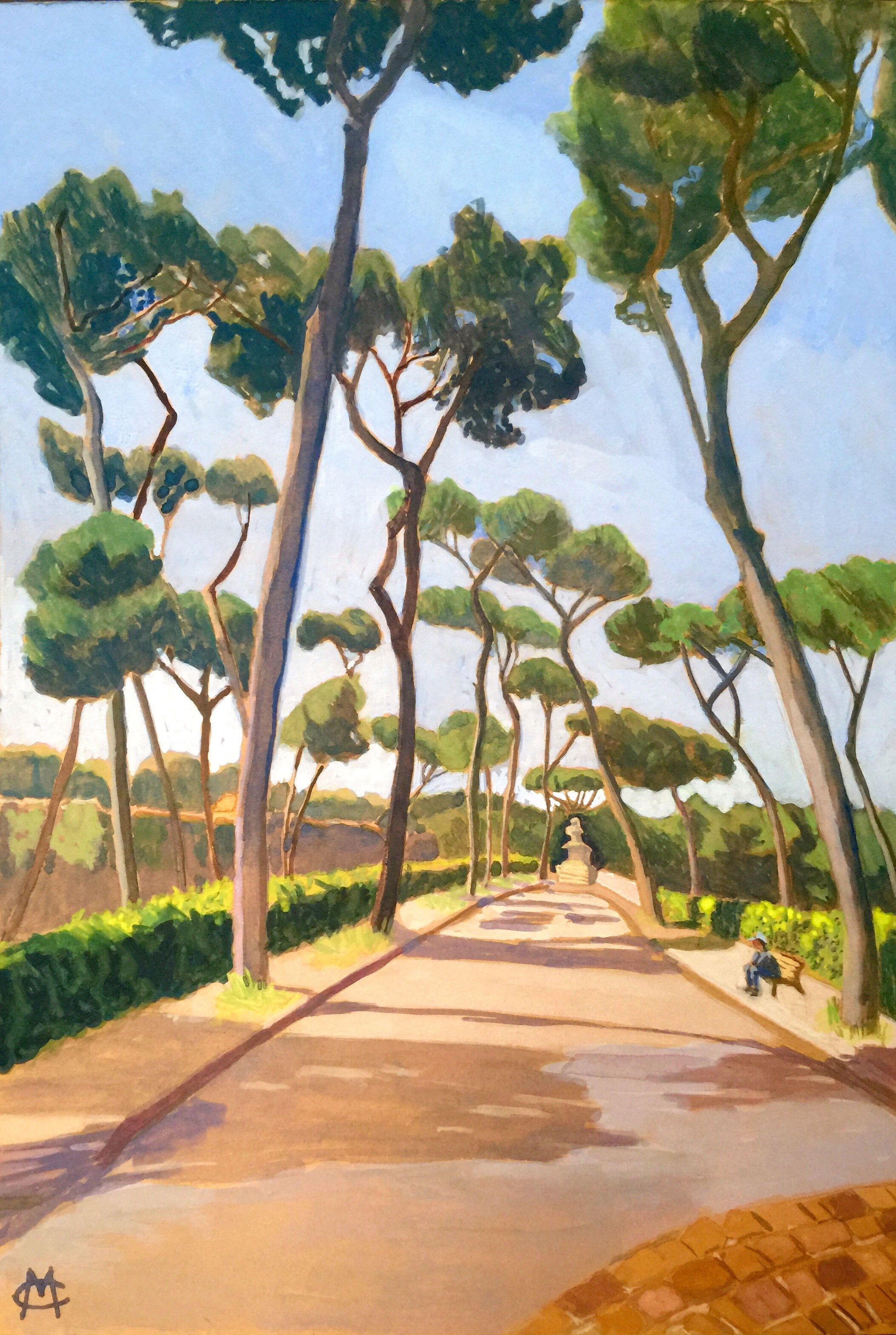 Avenue of Pines, Italy gouache on mountboard 28 x 40 cm $950