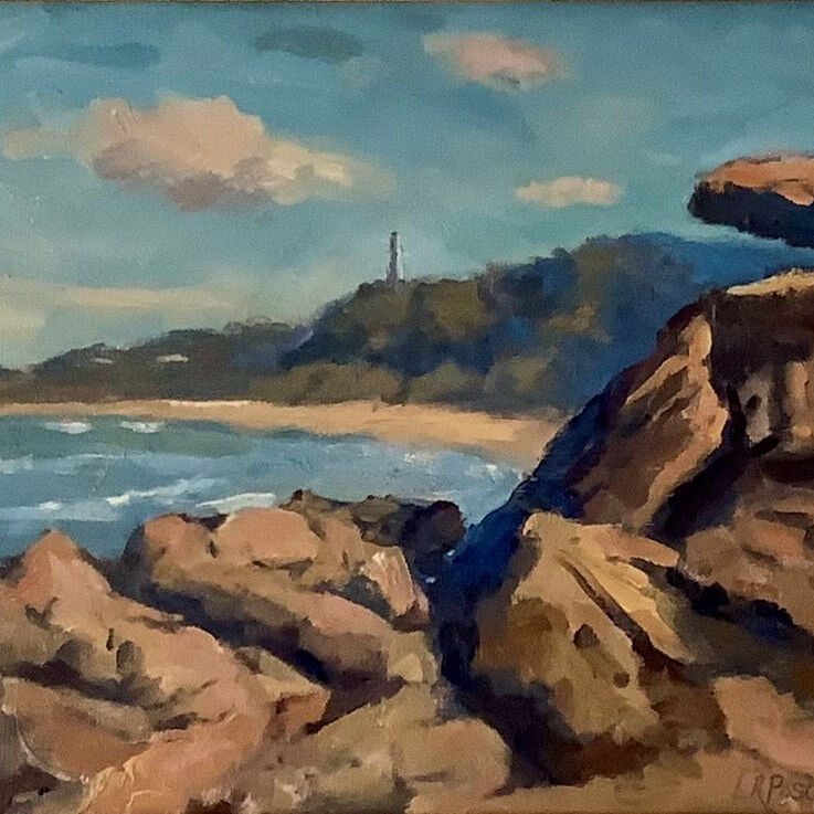 Rocky View, Red Bluff, Oil On Canvas Board, w55xh44
