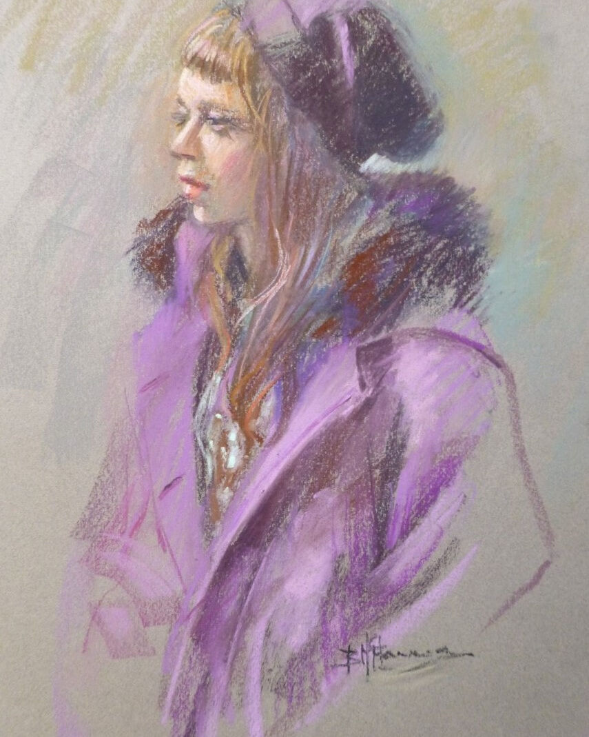 Barbara Mcmanus_Girl in Winter 24cm w X 40cm h_550 framed