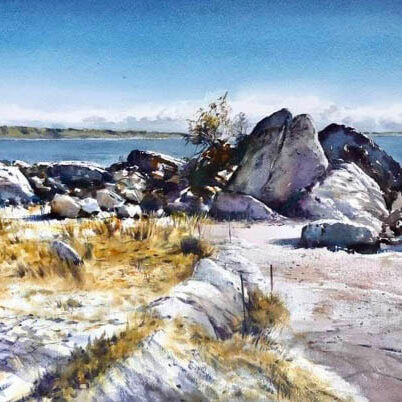 Natures Way Bay of Fires Tasmania  by David Taylor A.W.I.F.V.A.S  1 metre and 24 cm x 93cm Watercolour