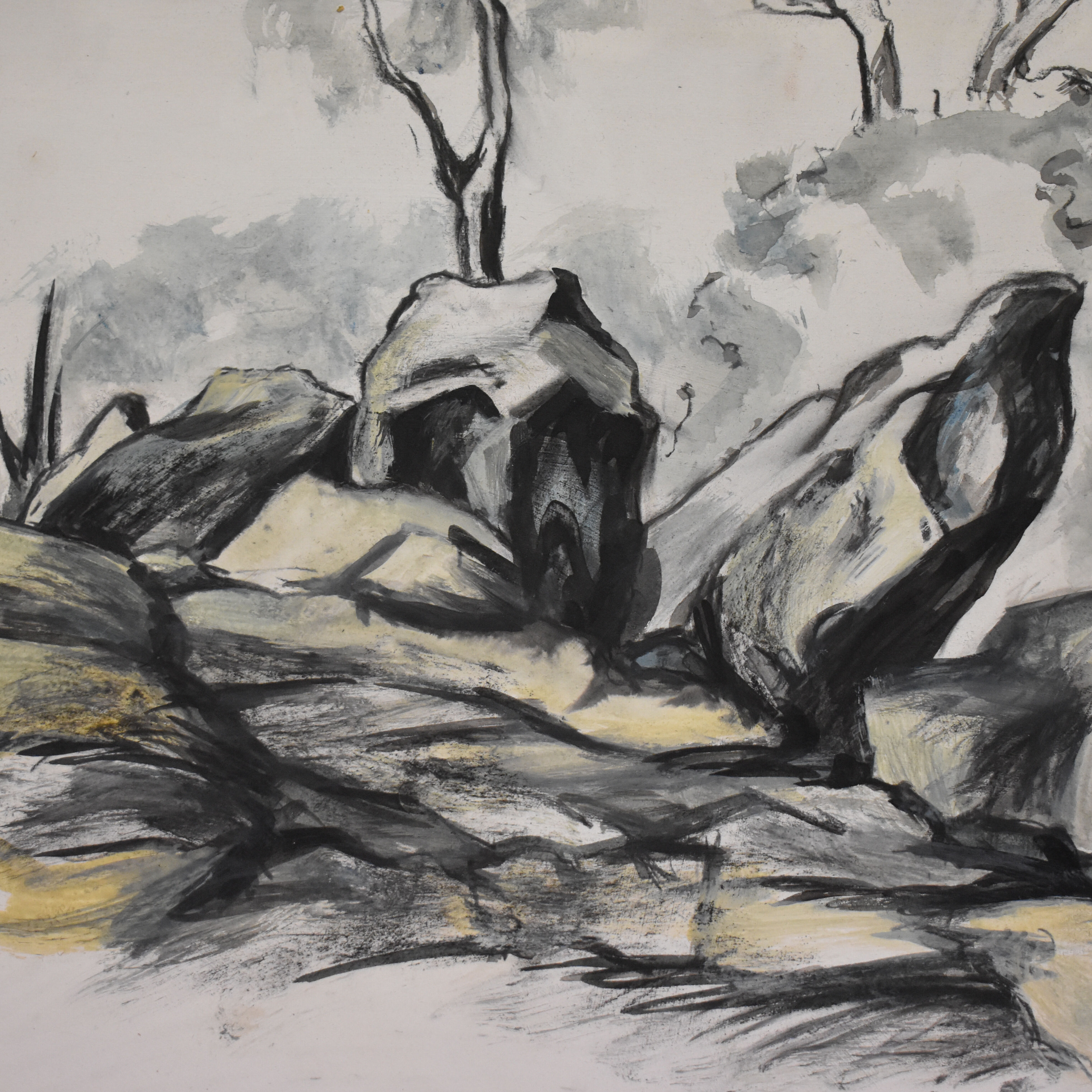 47 'Metcalf Outcrop'  charcoal &ink on paper 34cm x 49 cm