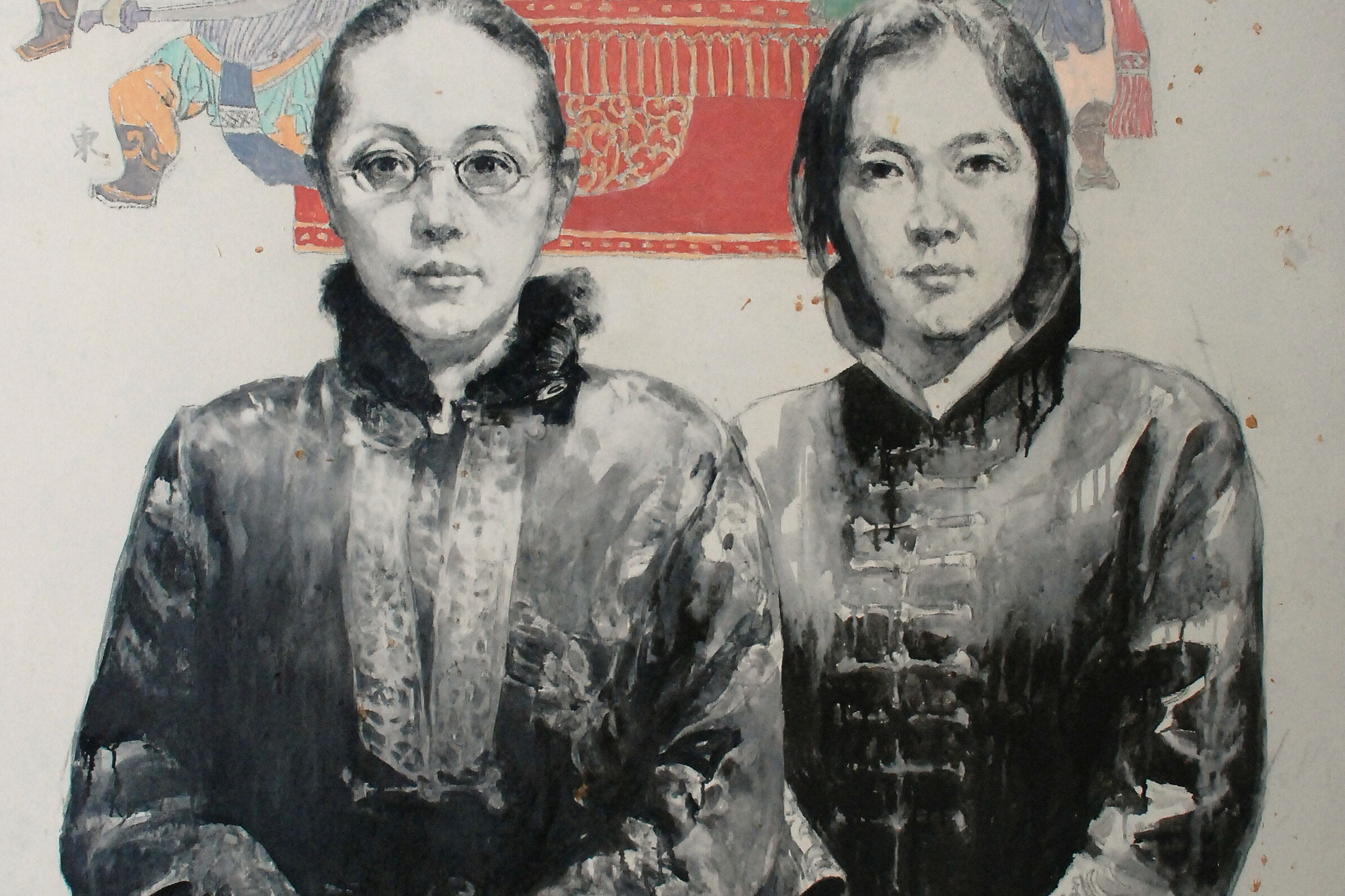 Beijing Opera, Echo & Helena-198 x 152cm-oil & ink on linen - Hong Fu