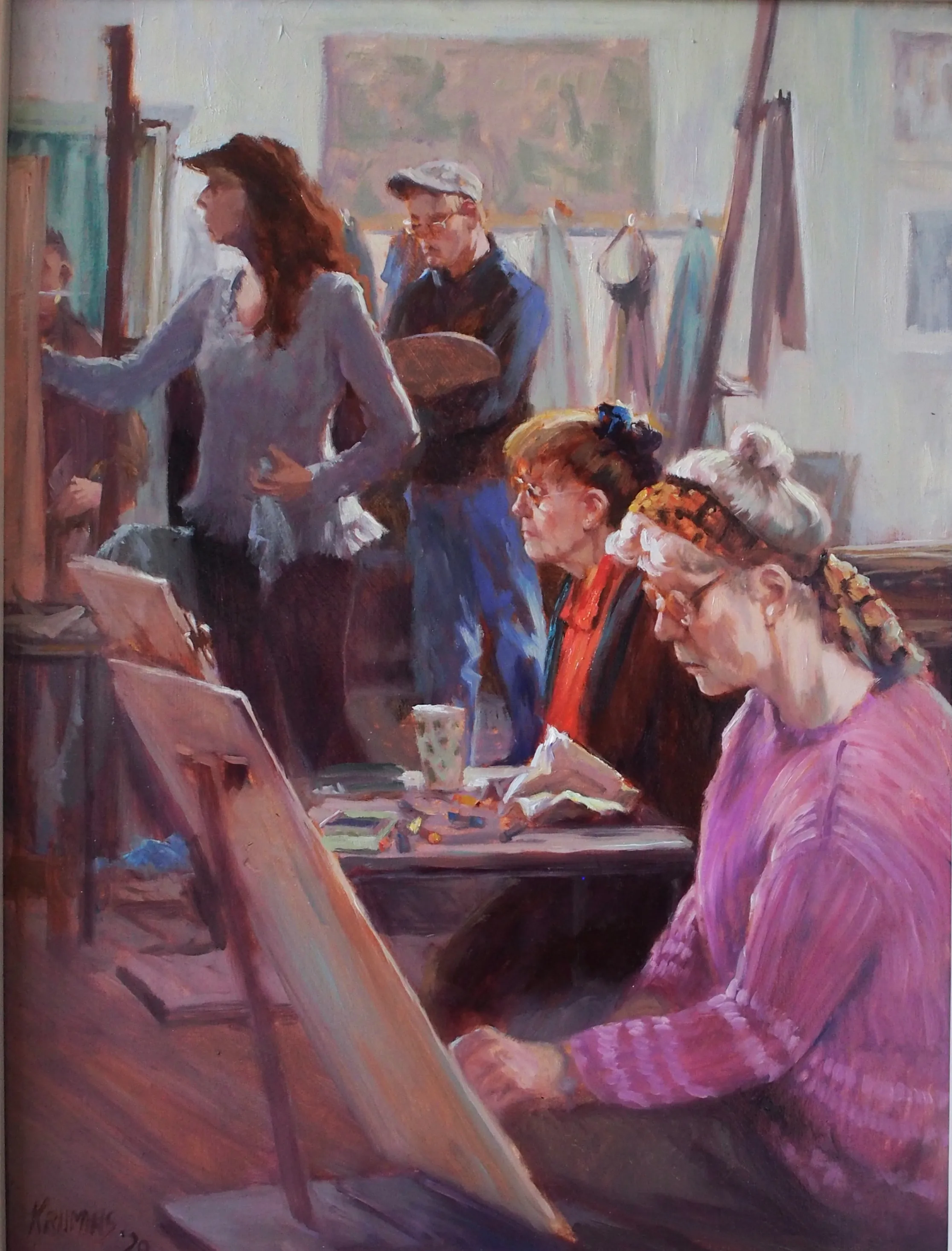 Artists Painting in the VAS Studio. Oil Painting by Gwen Krumins