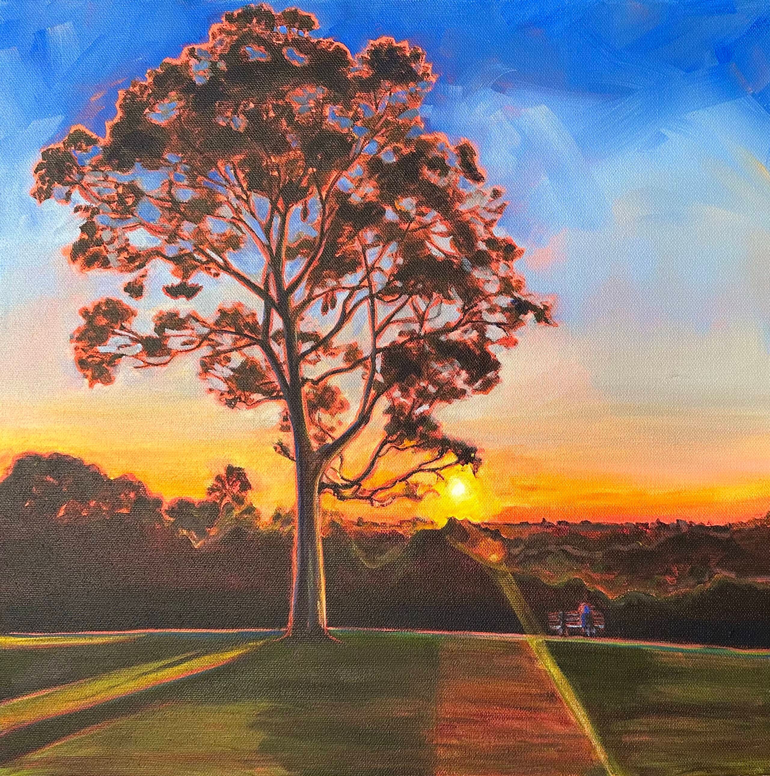 Gordon's Sunset Over Melbourne 2023 Acrylic on thick edge canvas 40.6 x 40.6 cm Image courtesy of Ce