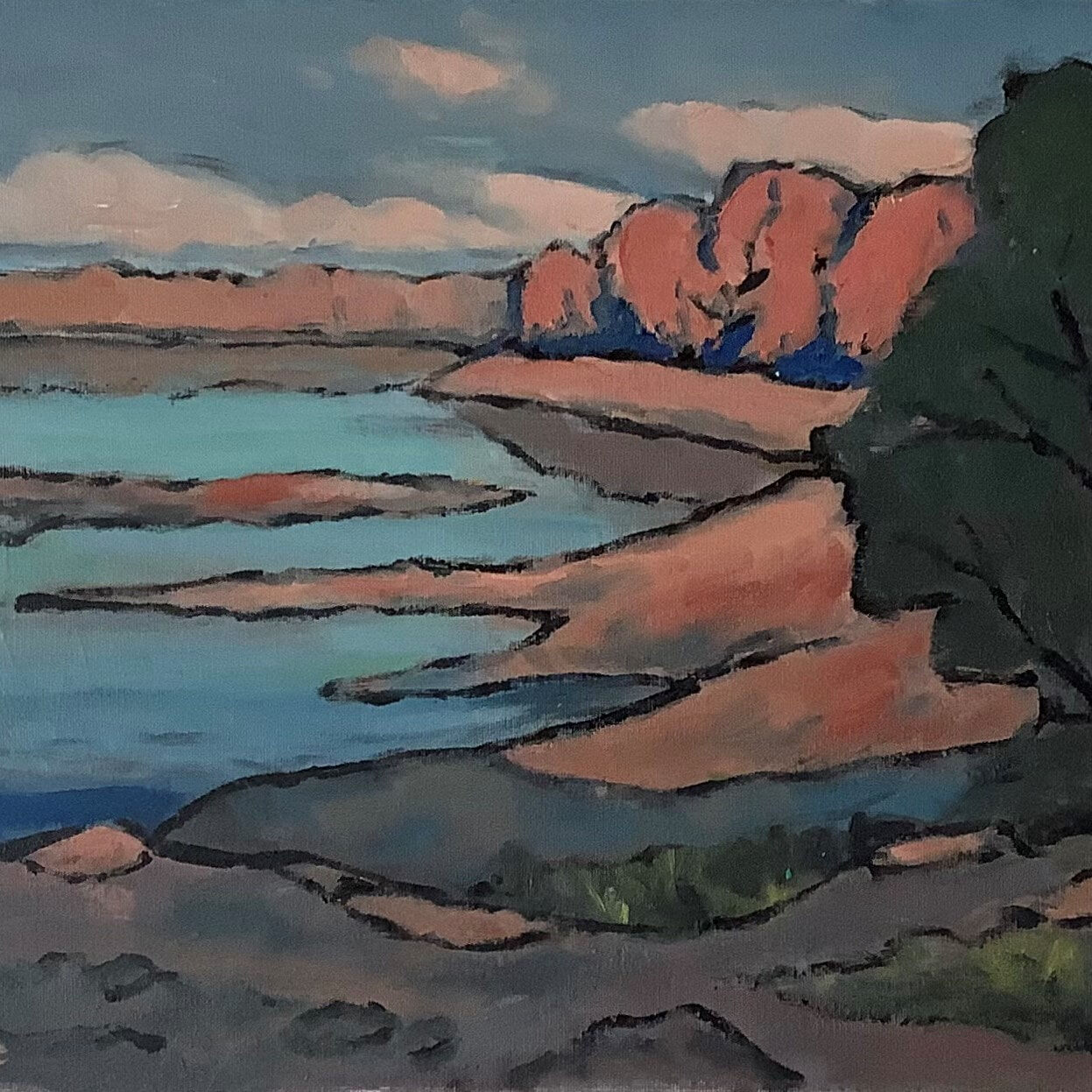 Sunset, Cunningham Arm Lake oil On Canvas Board w49xh38