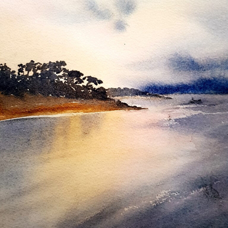 Jan Lowe_Tranquility, Cowes Vic AU; WC on HP; 110x50cm