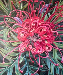 Grevillea Burst 2023 Acrylic on thick edge canvas 91.4 x 76.2 cm Image courstesy of Celia Moriarty.j