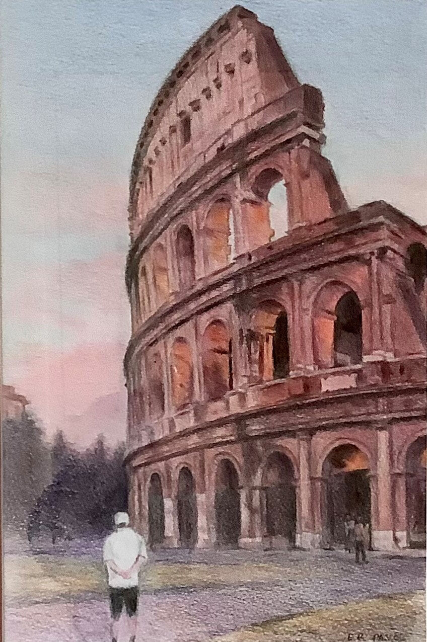 Colosseum Sunset, Pencil Drawing, w33xh44