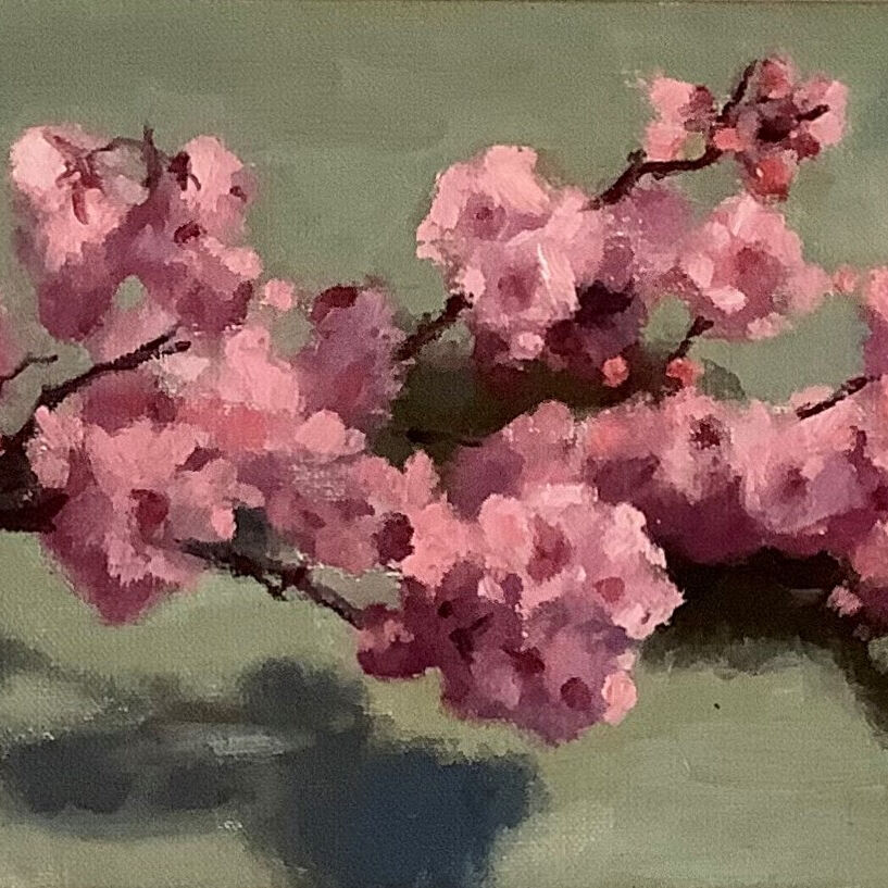 Pink Blossom, Oil On Canvas, w52xh33