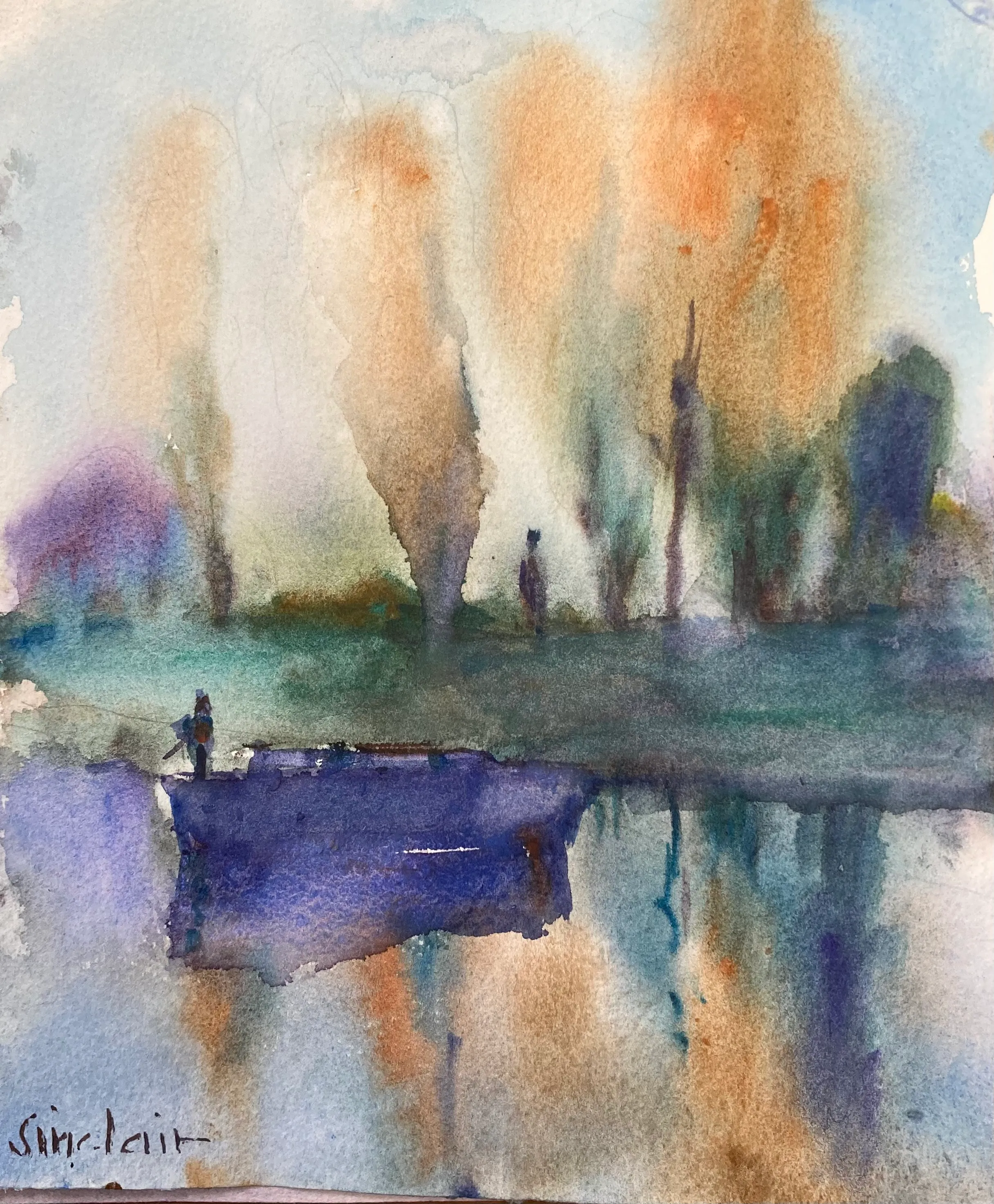 Fishing on the Seine - France 22cm x 19cm  $600