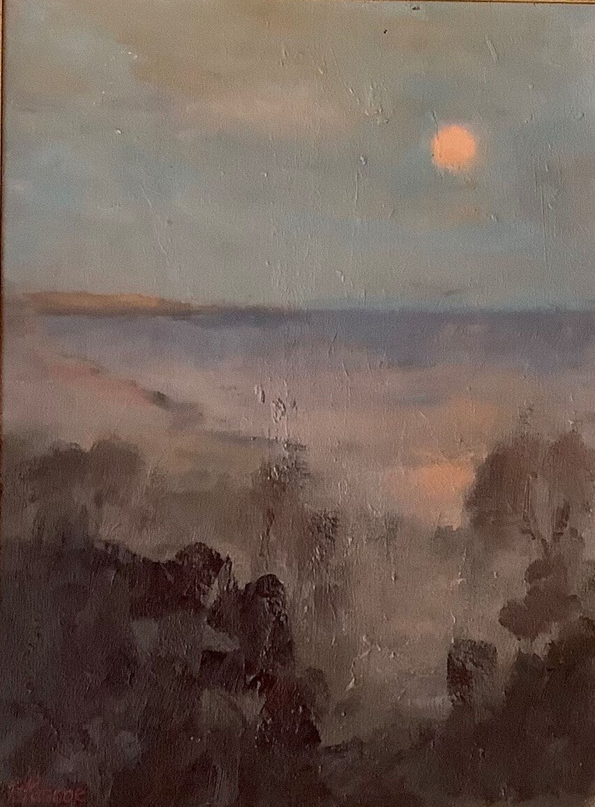 Red Moon, Oil On Canvas Board, w41xh50