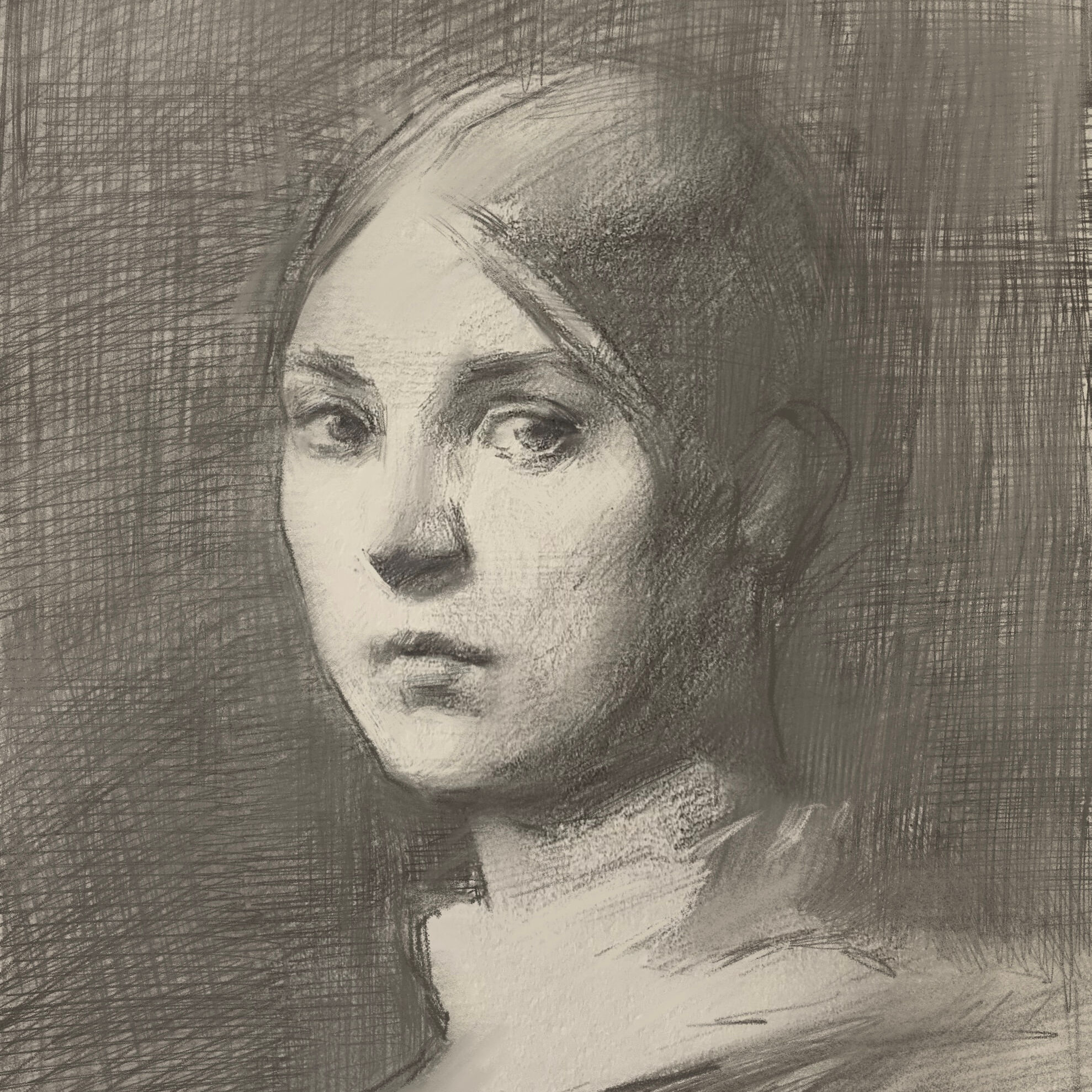 Sketch of a woman's head by Nicolas Chen