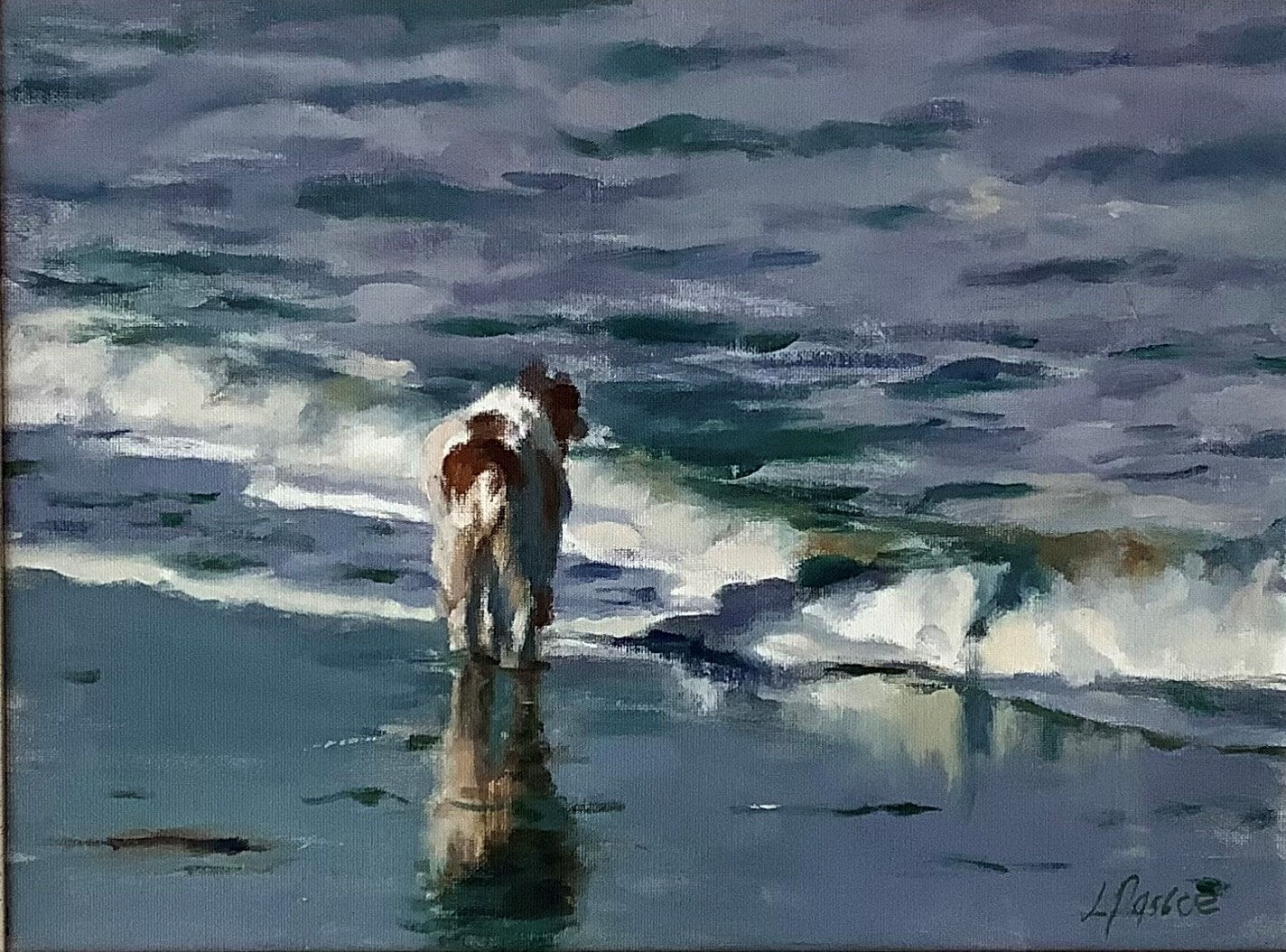 Catching A Wave, Oil On Canvas Board