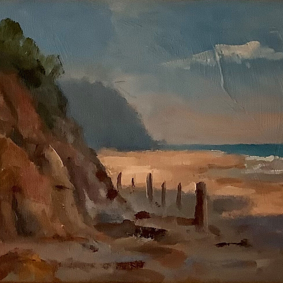 Red Bluff Beach, Oil On Canvas Board, w43xh38