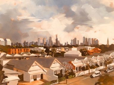 88_Peter Edgeley_City aerial from Commercial Road_Oil on canvas