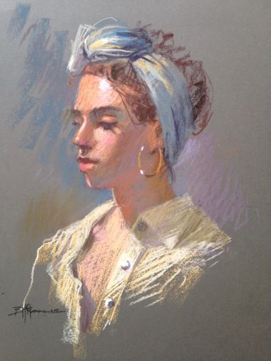 21a_Barbara McManus_Girl in a Green Scarf_Pastel._